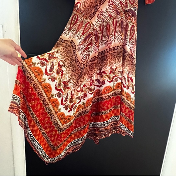 Vintage Y2K Asymmetrical Paisley Witchy Fairycore Whimsical Boho Flowy Dress - Picture 12 of 15